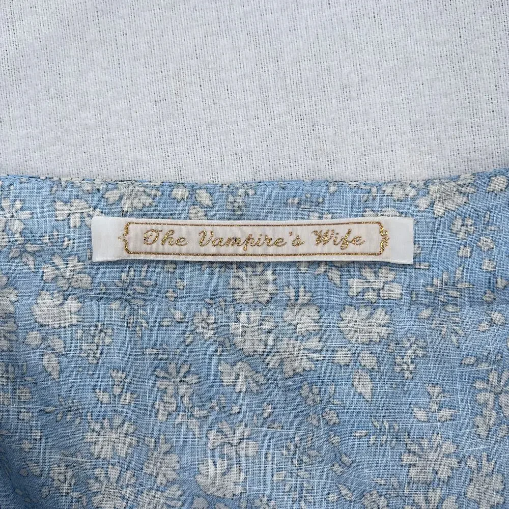 THE VAMPIRES WIFE The Cry Baby Ruffle Dress Womens US 14 Blue Floral Print Mini - Picture 10 of 15